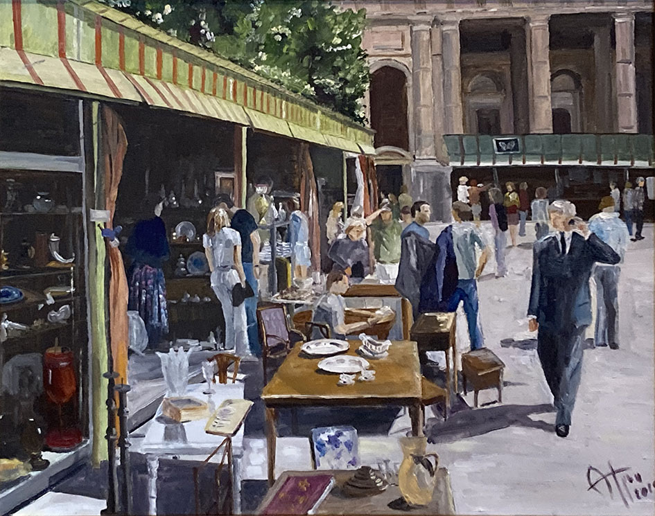 Brocante a St Sulpice 50x60, oil on canvas, 2019