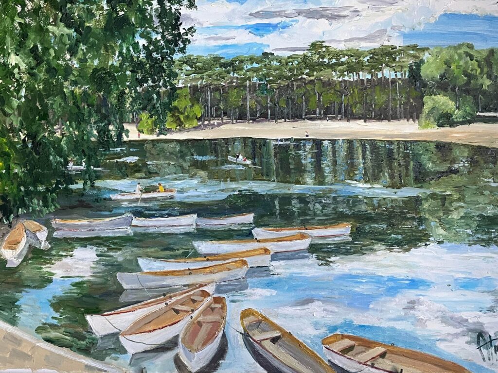 Bois de Boulogne. Le grand etang — a Paris street scene by Andrey Grin, oil on canvas