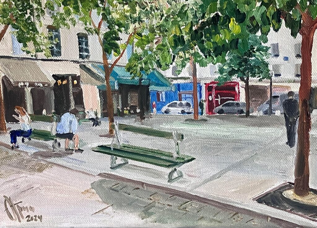 Marché St Catherine — a Paris street scene by Andrey Grin, oil on canvas