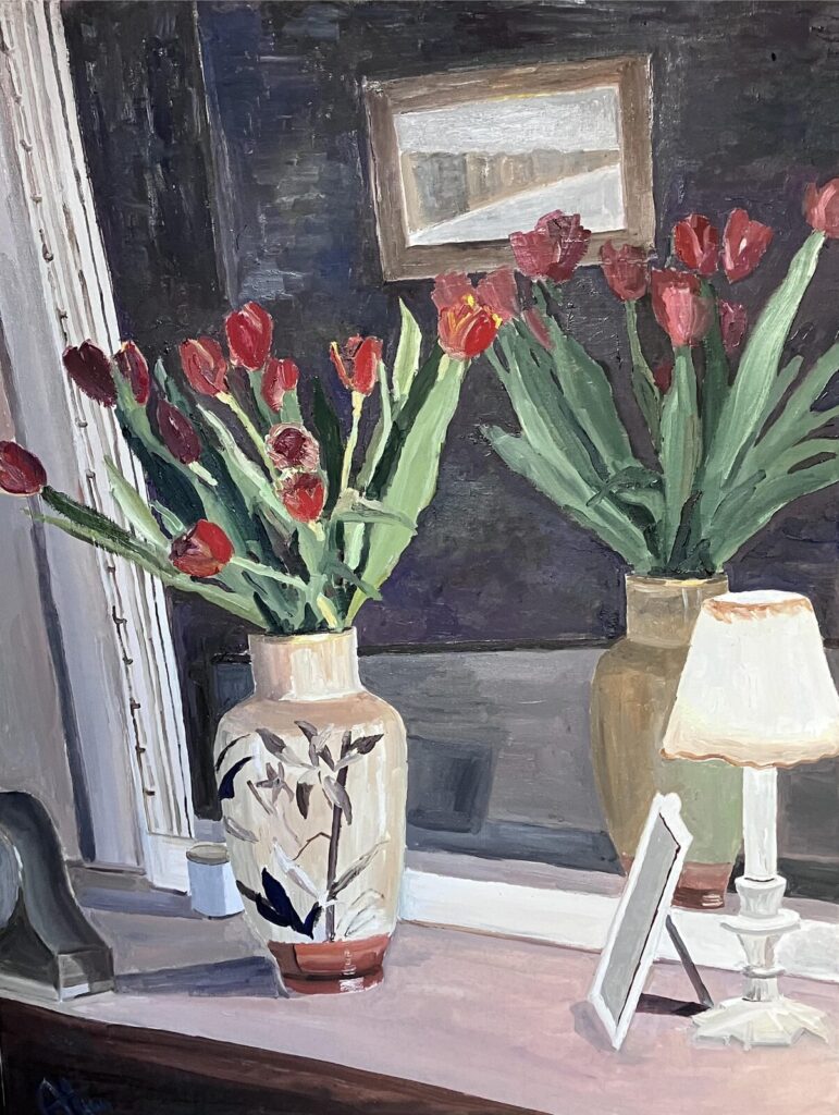 Des tulipes au miroir — a still life by Andrey Grin, oil on canvas