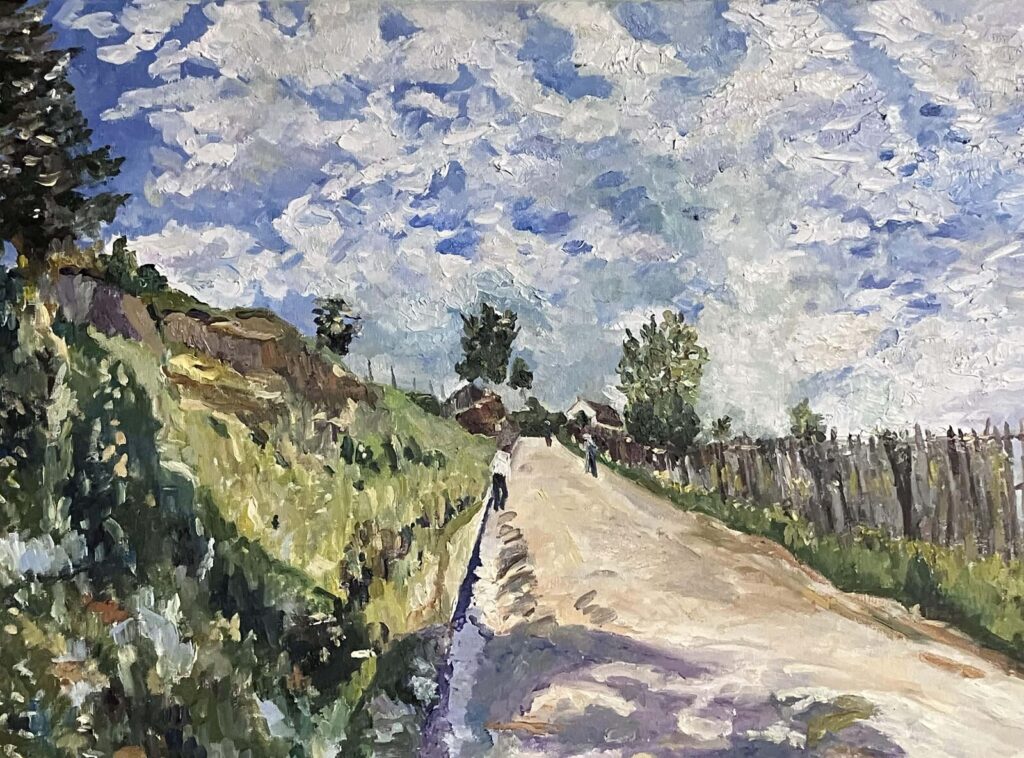 Le chemin montant. Hommage a Sisley — a scene of France by Andrey Grin, oil on canvas