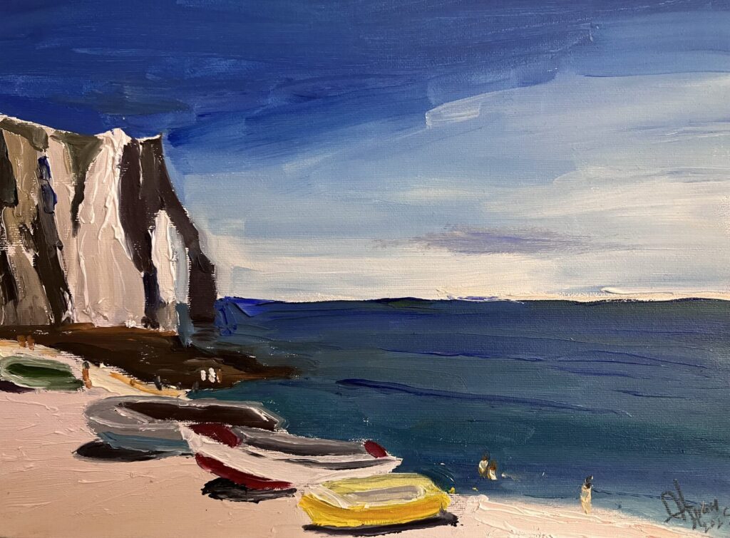 Étretat. Lorage a l’approche — a scene of Étretat by Andrey Grin, oil on cardboard
