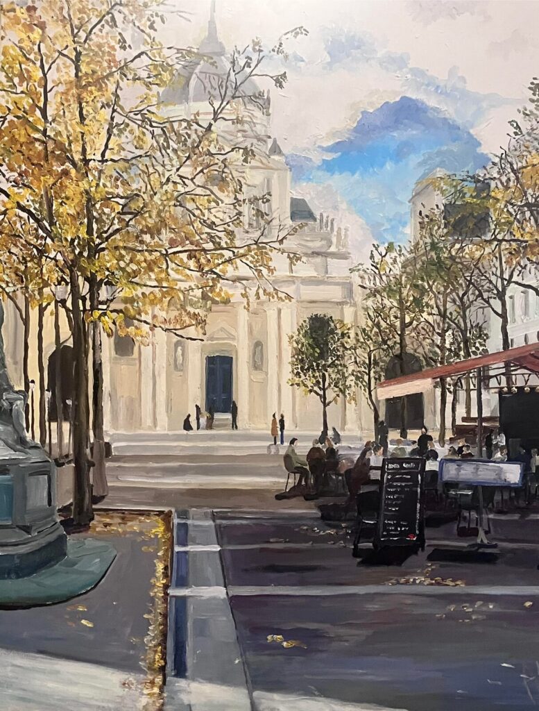 Place de la Sorbonne. L’automne — a Paris street scene by Andrey Grin, oil on canvas