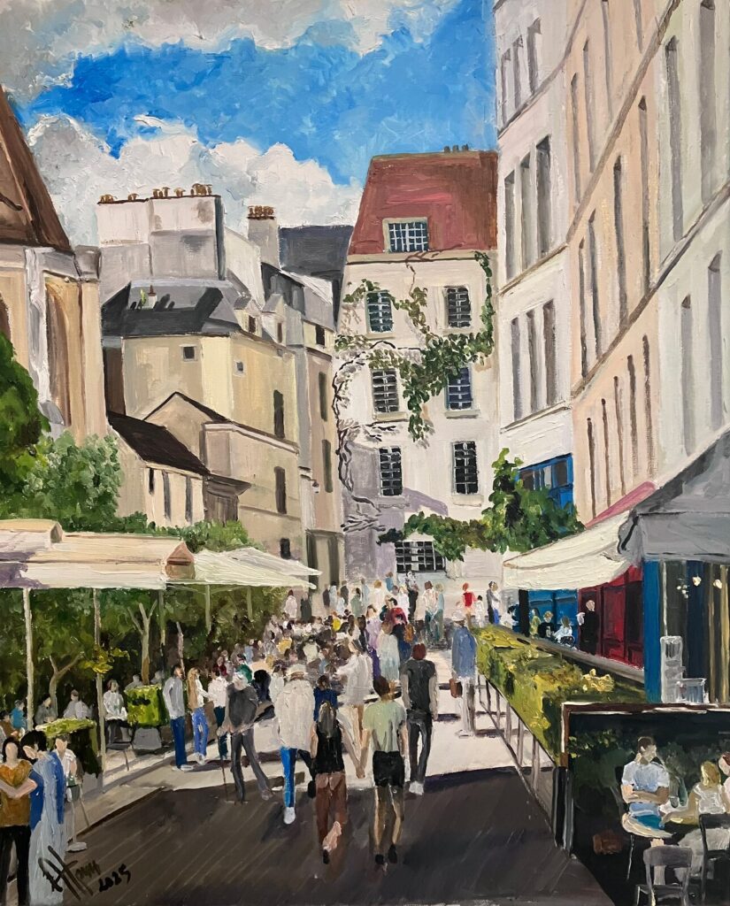 Rue des Barres a midi — a Paris street scene by Andrey Grin, oil on canvas