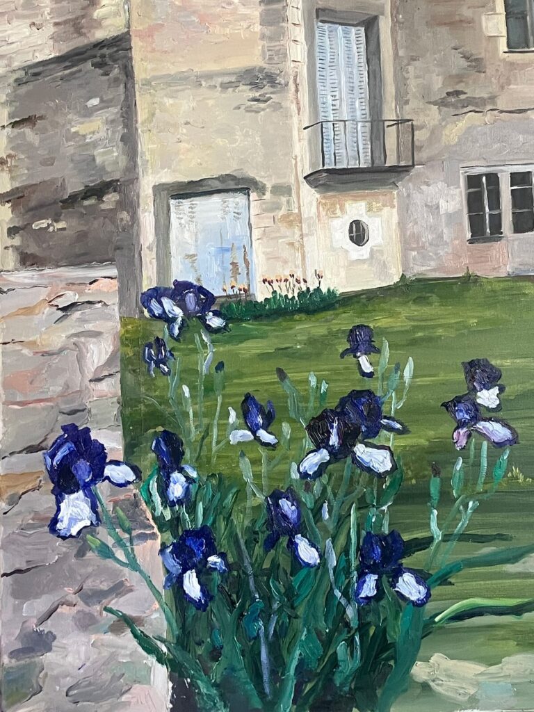 Les Iris (Chatillon s/Indre) — a scene of Châtillon-sur-Indre by Andrey Grin, oil on canvas